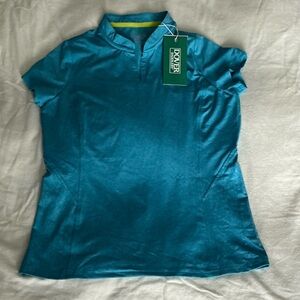 Dover Girls Notch V Tee Teal Short Cap Sleeve
